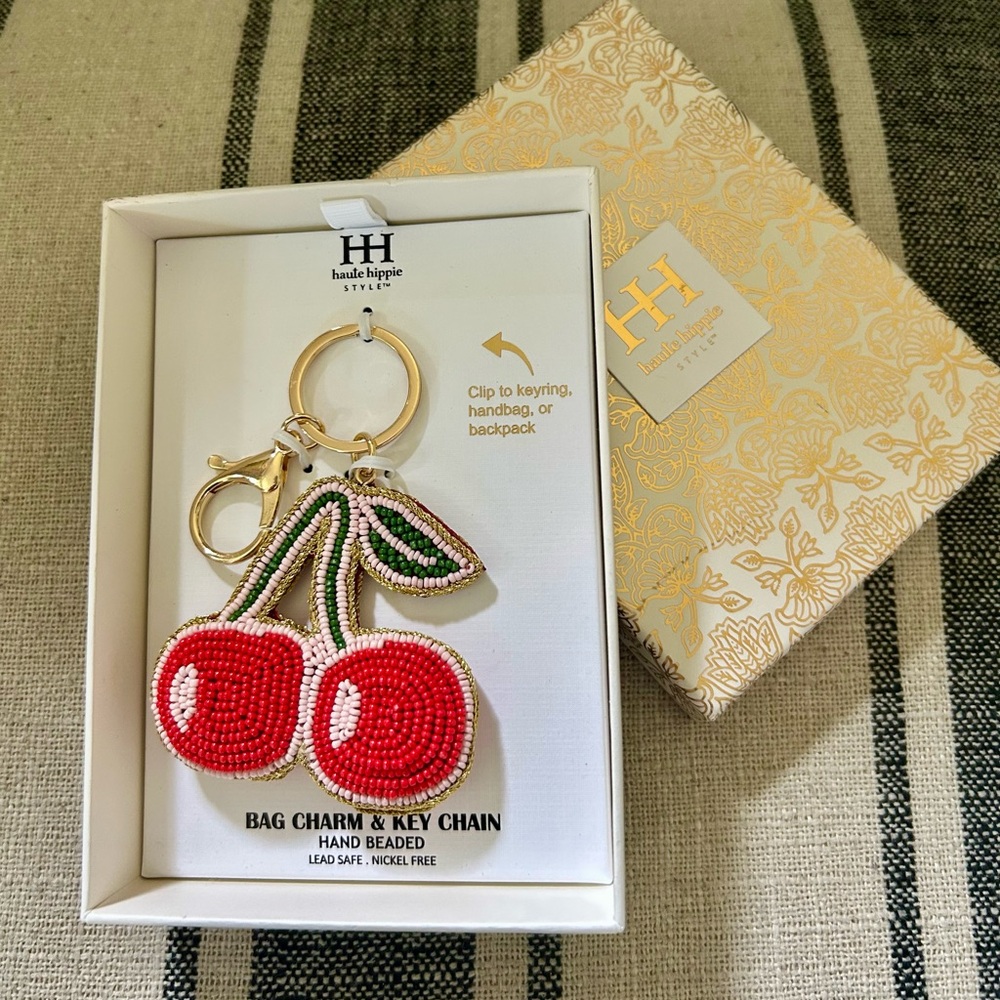Haute Hippie Cherry Beaded Cherry Bag/Key Charm